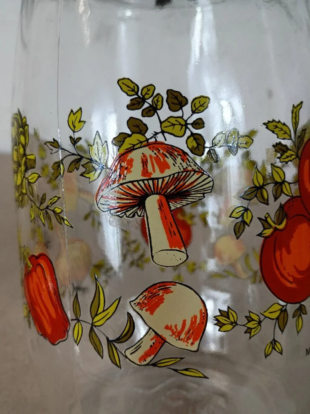 Vintage Arc - France Hinged Glass Canister Spice of Life Mushroom